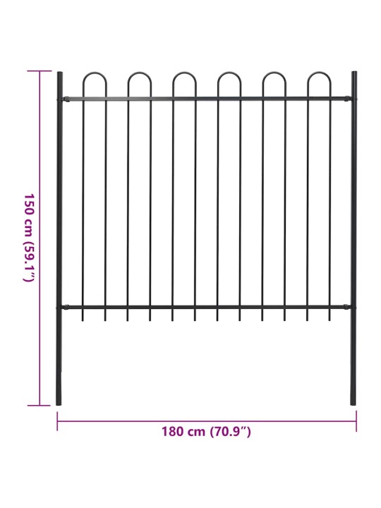 Zahradní plot s obloučky ocelový 1,8 m černý