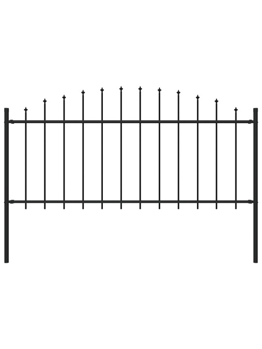 Zahradní plot s hroty ocel (0,5–0,75) x 1,7 m černý