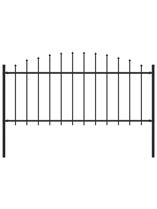 Zahradní plot s hroty ocel (0,5–0,75) x 1,7 m černý