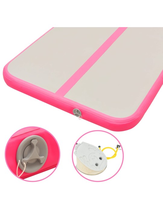 Nafukovací cvičební podložka s pumpou 300x100x10 cm PVC růžová