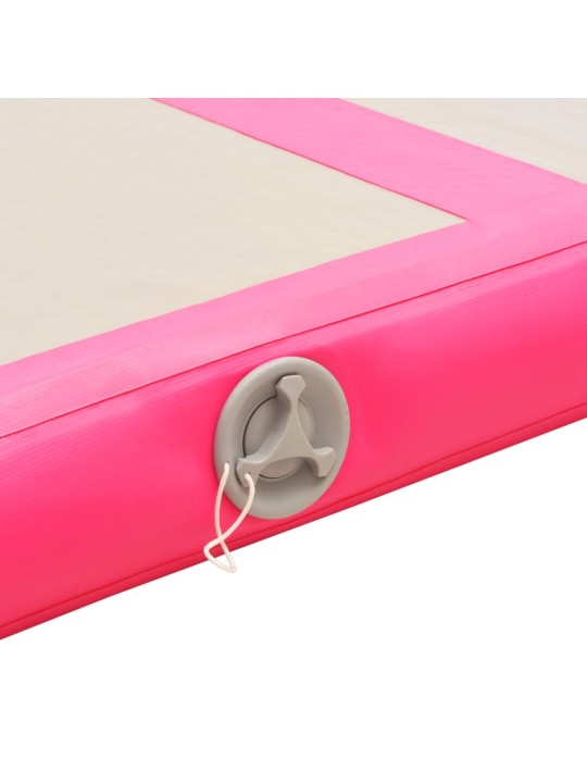 Nafukovací cvičební podložka s pumpou 400x100x10 cm PVC růžová