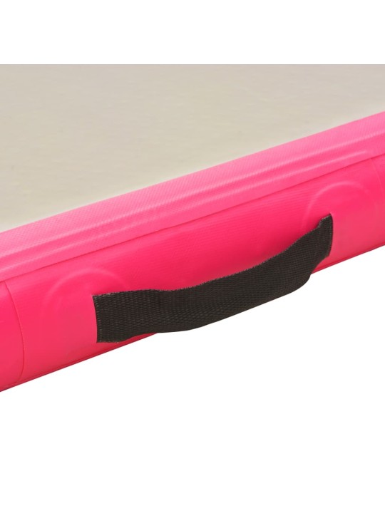 Nafukovací cvičební podložka s pumpou 400x100x10 cm PVC růžová