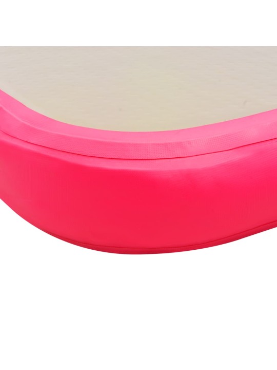 Nafukovací cvičební podložka s pumpou 400x100x10 cm PVC růžová