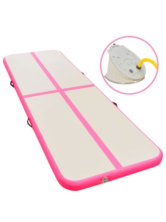 Nafukovací cvičební podložka s pumpou 500x100x10 cm PVC růžová