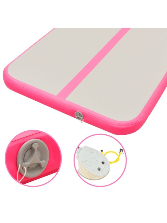 Nafukovací cvičební podložka s pumpou 500x100x10 cm PVC růžová