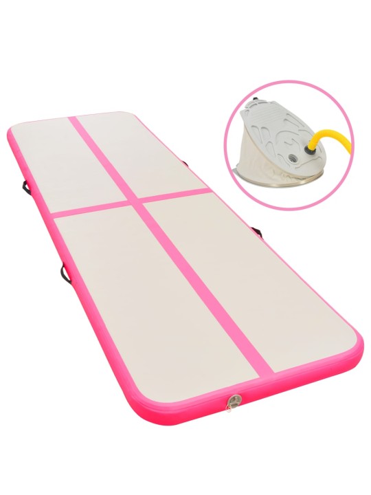 Nafukovací cvičební podložka s pumpou 800x100x10 cm PVC růžová