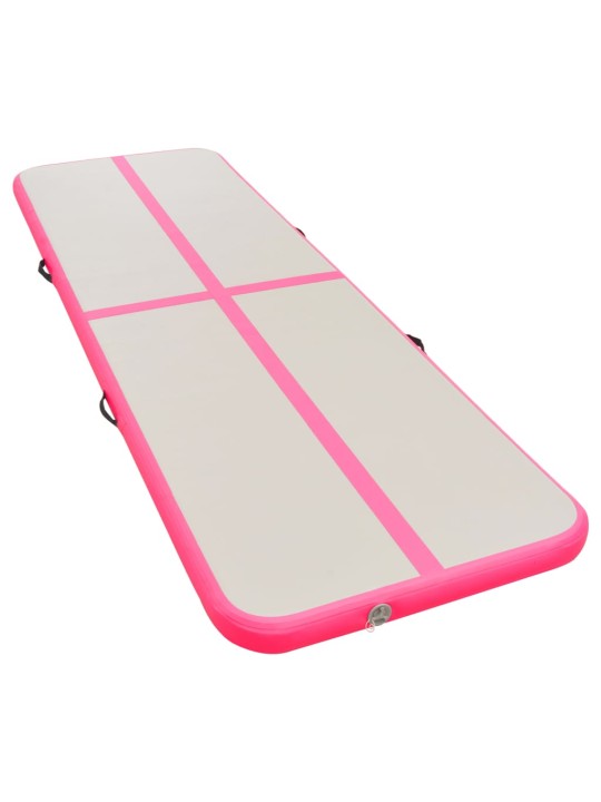 Nafukovací cvičební podložka s pumpou 800x100x10 cm PVC růžová