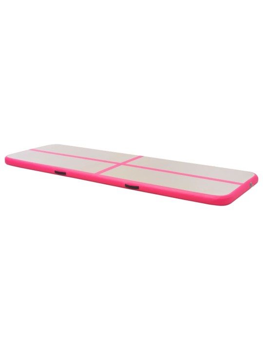 Nafukovací cvičební podložka s pumpou 800x100x10 cm PVC růžová