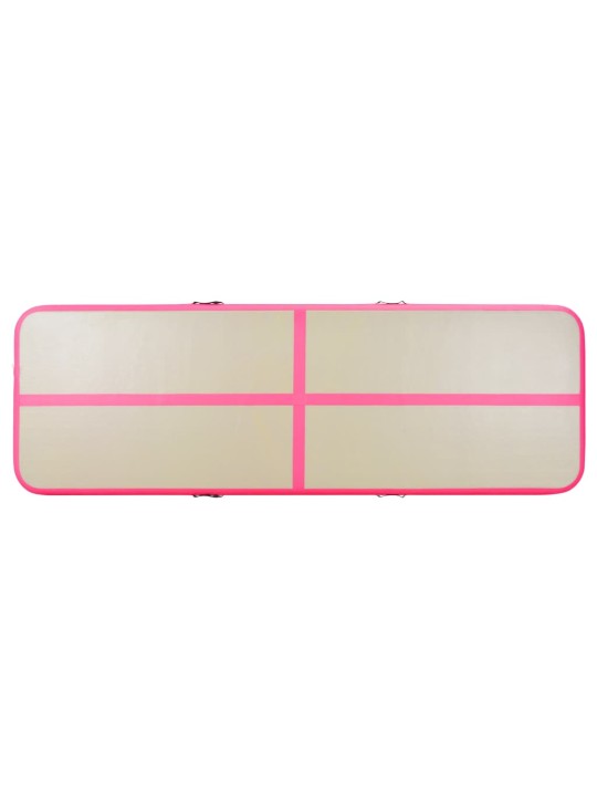 Nafukovací cvičební podložka s pumpou 800x100x10 cm PVC růžová