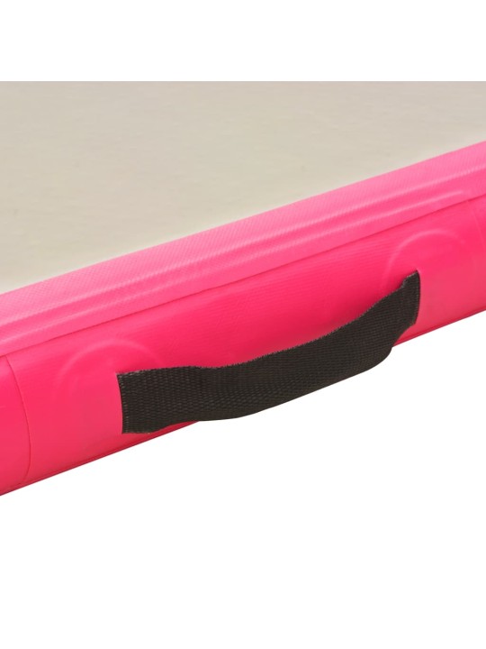 Nafukovací cvičební podložka s pumpou 800x100x10 cm PVC růžová
