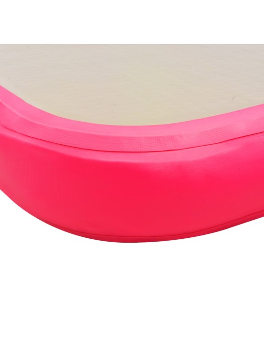 Nafukovací cvičební podložka s pumpou 800x100x10 cm PVC růžová