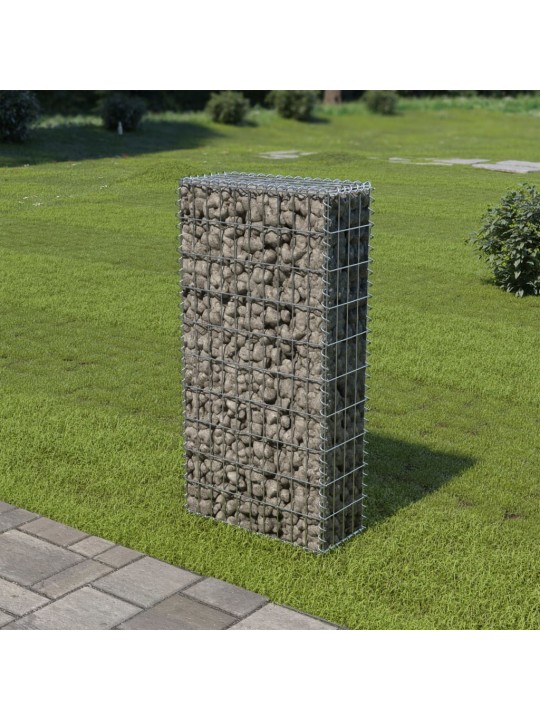 Gabionová zeď s kryty z pozinkované oceli 50 x 20 x 100 cm