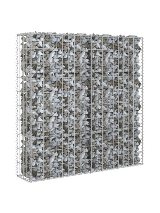 Gabionová zeď s kryty z pozinkované oceli 80 x 20 x 100 cm