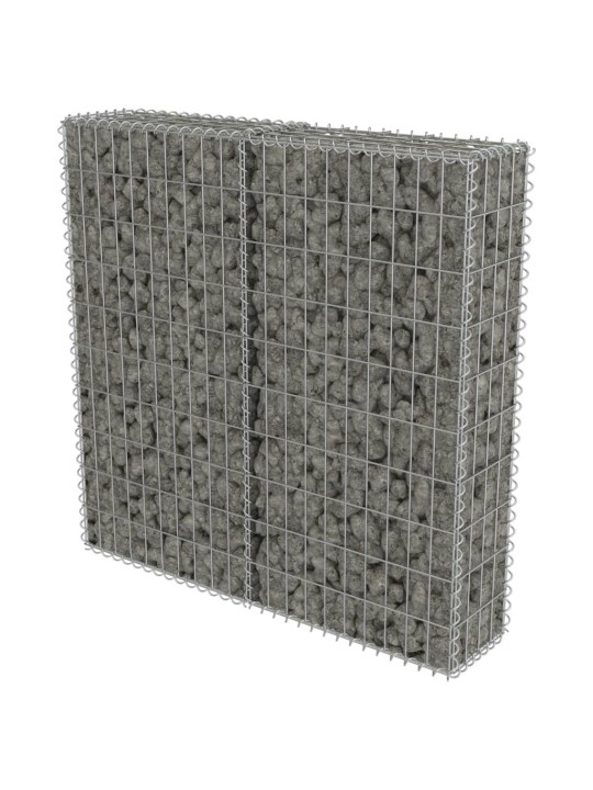Gabionová zeď s kryty z pozinkované oceli 100 x 20 x 100 cm