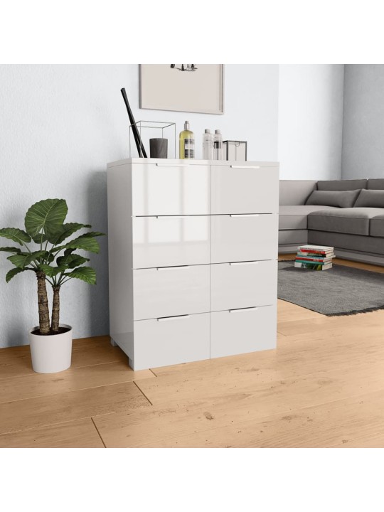 Příborník bílý s vysokým leskem 60x35x80 cm kompozitní dřevo