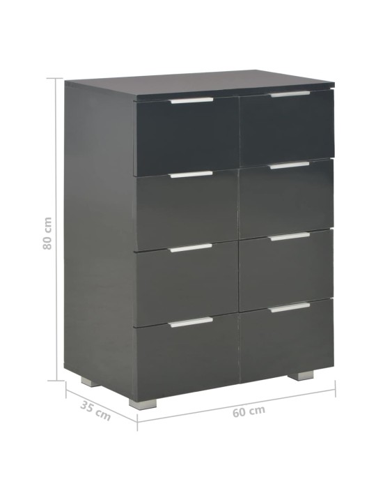 Příborník černý s vysokým leskem 60x35x80 cm kompozitní dřevo
