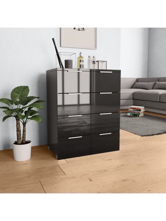 Příborník černý s vysokým leskem 60x35x80 cm kompozitní dřevo
