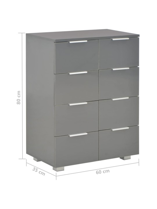 Příborník šedý s vysokým leskem 60x35x80 cm kompozitní dřevo