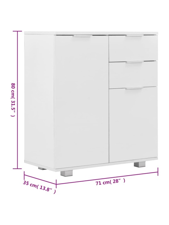 Příborník bílý s vysokým leskem 71x35x80 cm kompozitní dřevo
