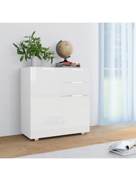 Příborník bílý s vysokým leskem 71x35x80 cm kompozitní dřevo
