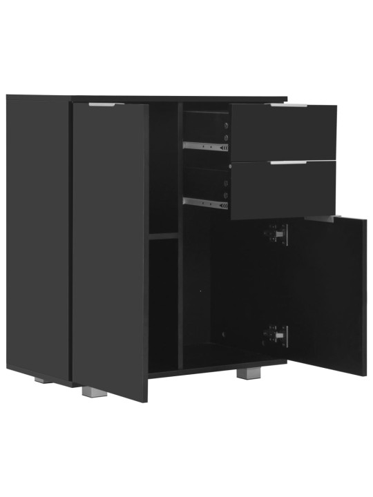 Příborník černý s vysokým leskem 71x35x80 cm kompozitní dřevo