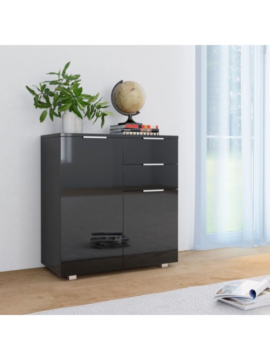 Příborník černý s vysokým leskem 71x35x80 cm kompozitní dřevo