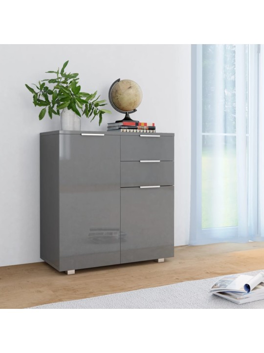 Příborník šedý s vysokým leskem 71x35x80 cm kompozitní dřevo