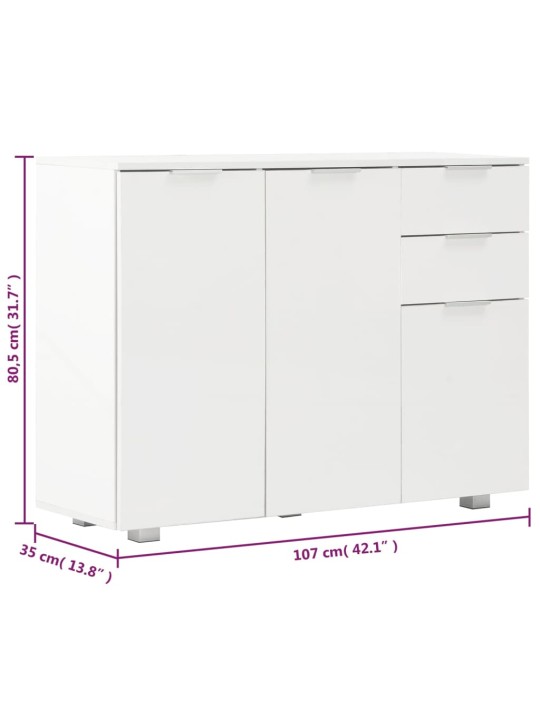 Příborník bílý s vysokým leskem 107x35x80,5 cm