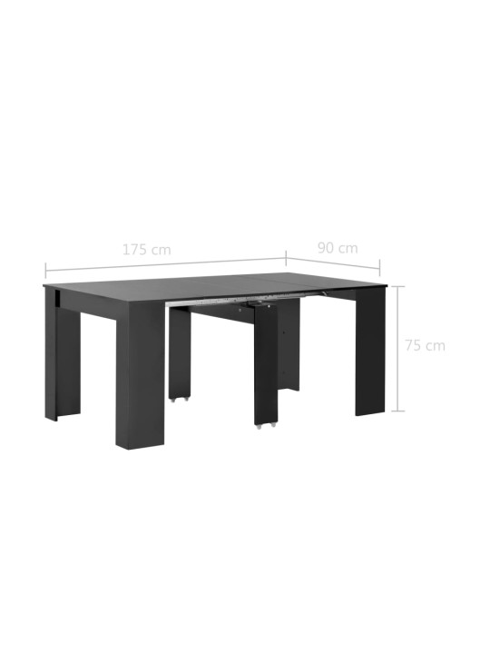 Rozkládací jídelní stůl černý s vysokým leskem 175 x 90 x 75 cm