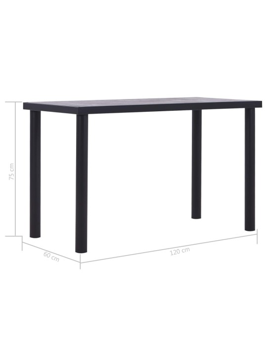 Jídelní stůl černý a betonově šedý 120 x 60 x 75 cm MDF
