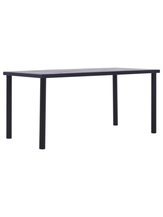Jídelní stůl černý a betonově šedý 160 x 80 x 75 cm MDF