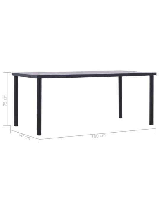 Jídelní stůl černý a betonově šedý 180 x 90 x 75 cm MDF