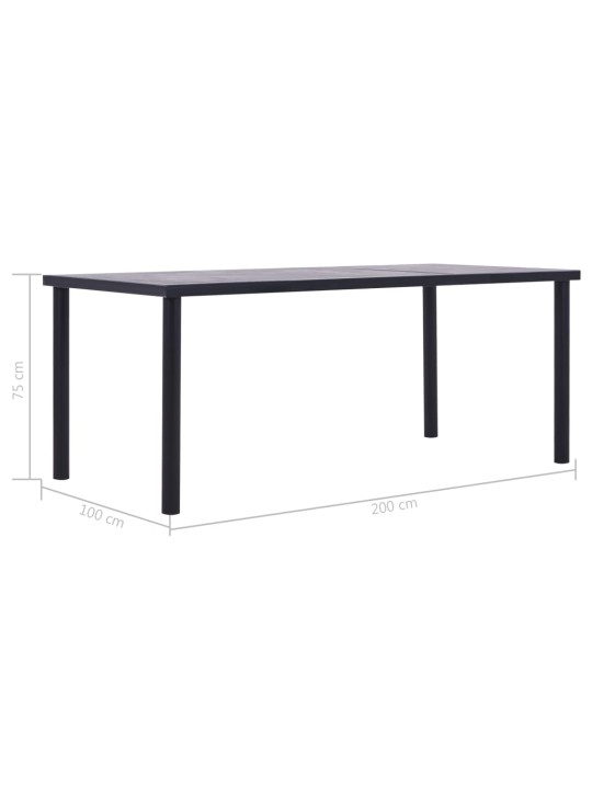 Jídelní stůl černý a betonově šedý 200 x 100 x 75 cm MDF
