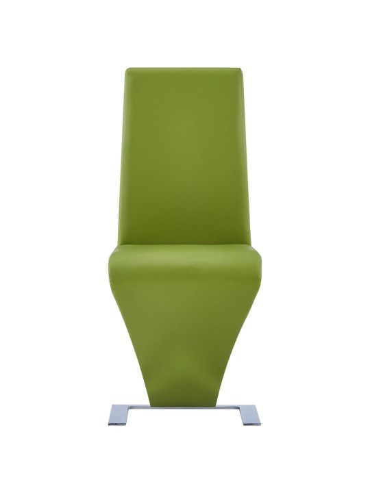 Jídelní židle s cik-cak designem 2 ks zelené umělá kůže