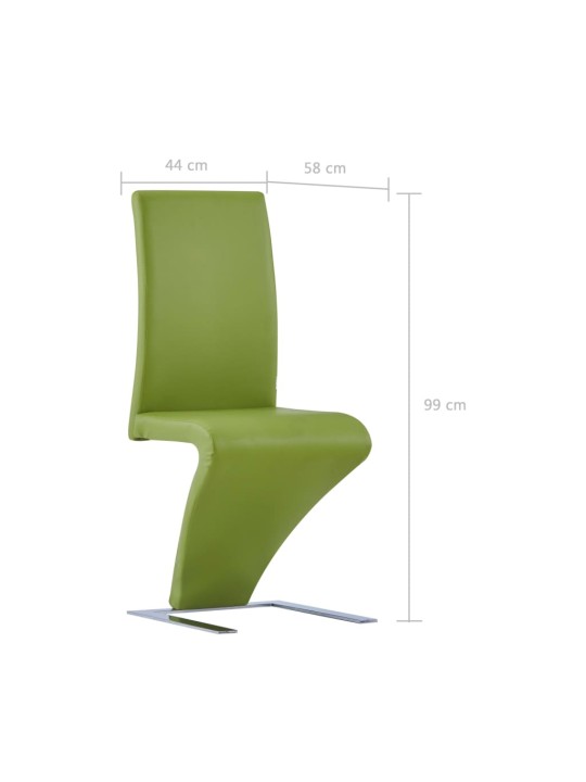 Jídelní židle s cik-cak designem 2 ks zelené umělá kůže