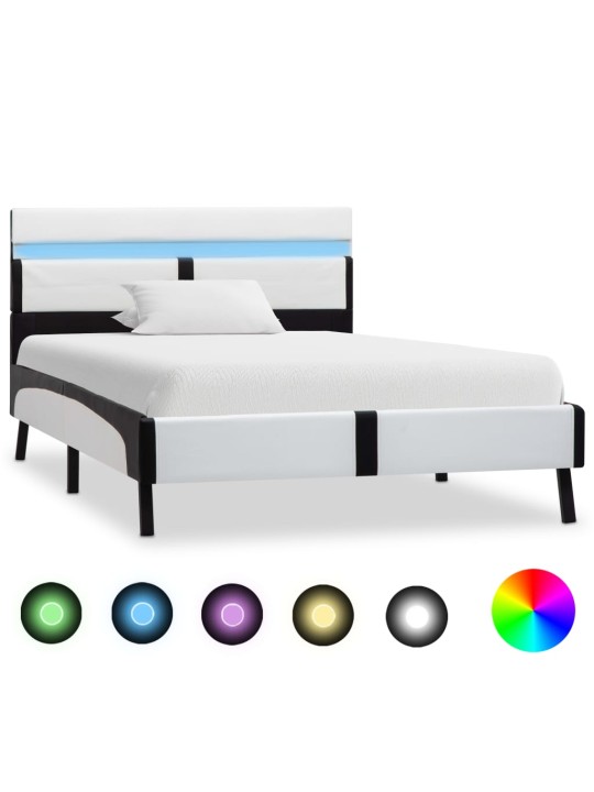 Rám postele s led světlem bílý a černý umělá kůže 90 x 200 cm