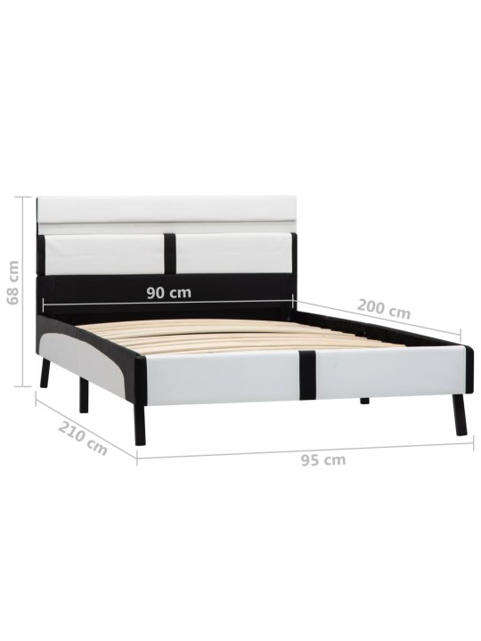 Rám postele s led světlem bílý a černý umělá kůže 90 x 200 cm