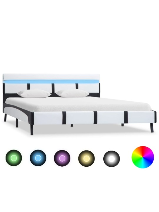 Rám postele s LED světlem bílý umělá kůže 120 x 200 cm