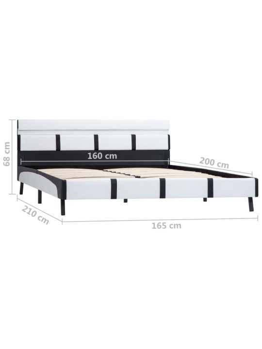 Rám postele s led světlem bílý umělá kůže 160 x 200 cm