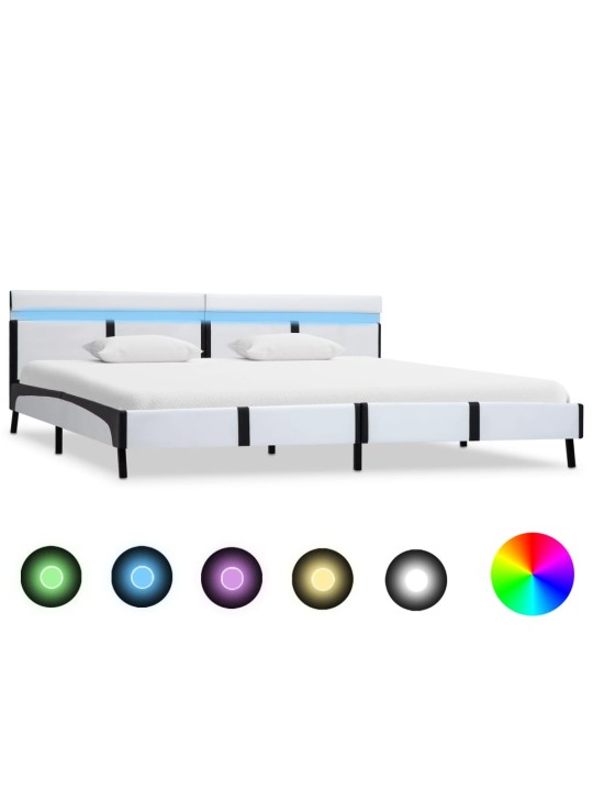 Rám postele s led světlem bílý umělá kůže 180 x 200 cm