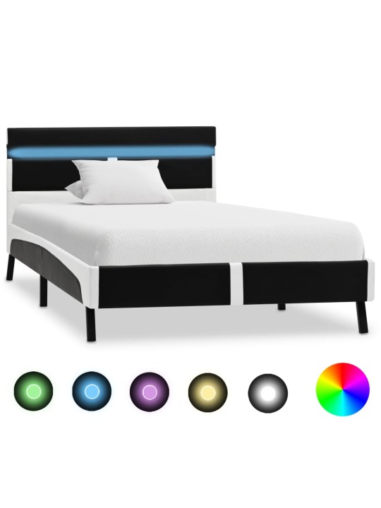 Rám postele s LED světlem černý umělá kůže 90 x 200 cm