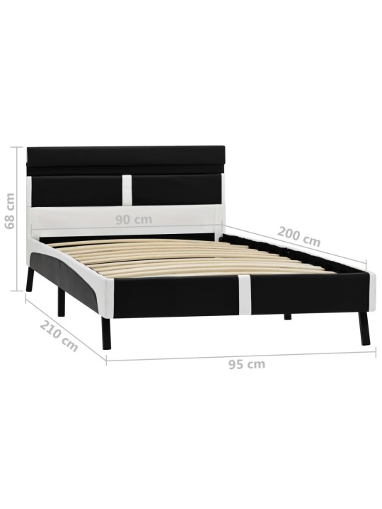 Rám postele s LED světlem černý umělá kůže 90 x 200 cm