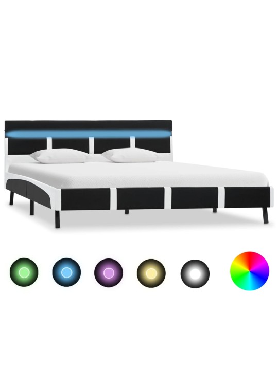 Rám postele s led světlem černý umělá kůže 120 x 200 cm