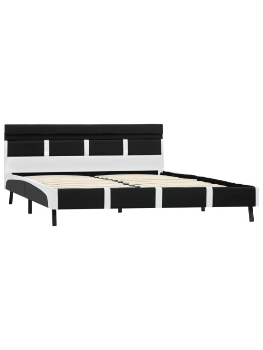 Rám postele s led světlem černý umělá kůže 160 x 200 cm