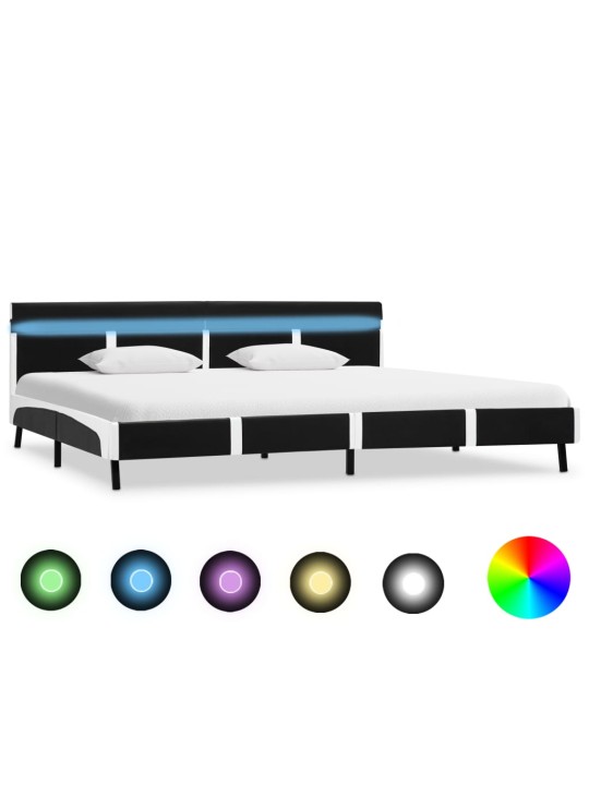 Rám postele s led světlem černý umělá kůže 180 x 200 cm