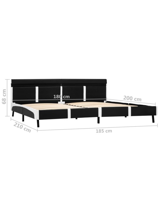 Rám postele s led světlem černý umělá kůže 180 x 200 cm