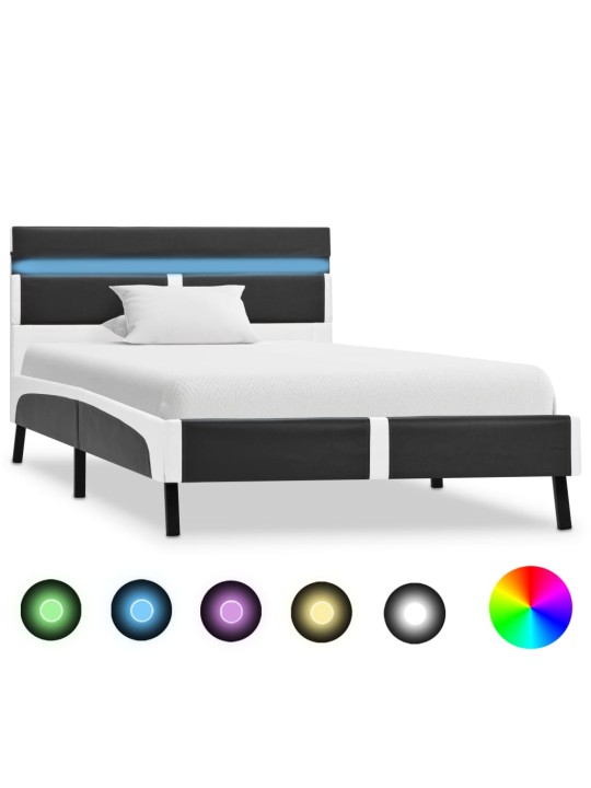 Rám postele s led světlem šedý umělá kůže 90 x 200 cm