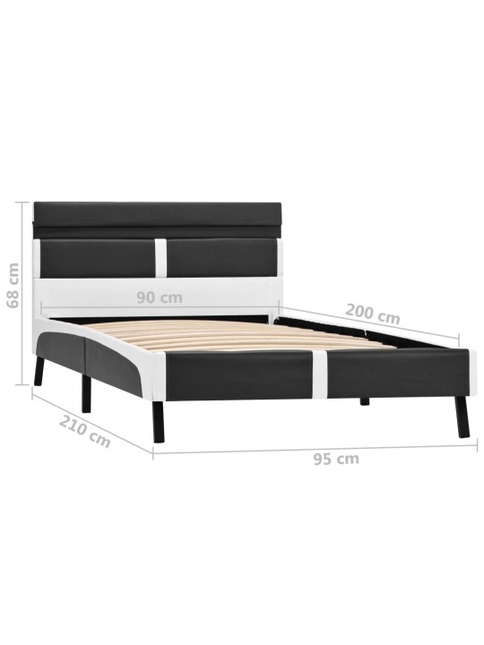 Rám postele s led světlem šedý umělá kůže 90 x 200 cm