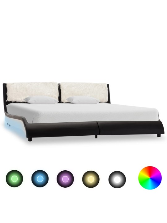 Rám postele s LED světlem černý a bílý umělá kůže 180 x 200 cm