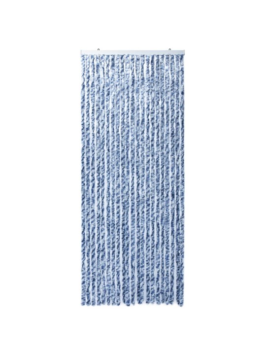 Závěs proti hmyzu modrý, bílý a stříbrný 90 x 220 cm Chenille